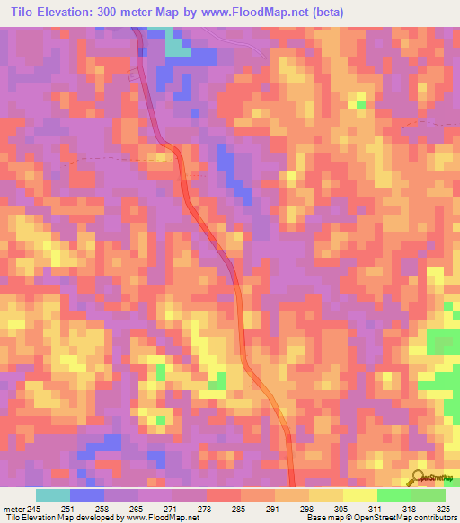 Tilo,Liberia Elevation Map