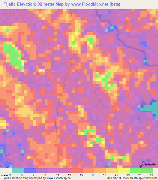 Tijaila,Liberia Elevation Map