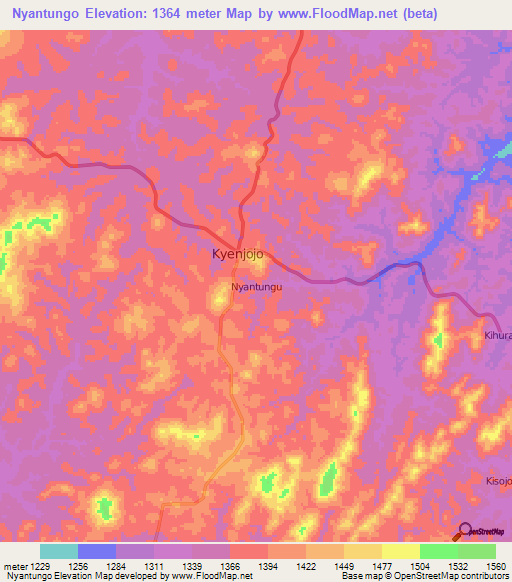 Nyantungo,Uganda Elevation Map