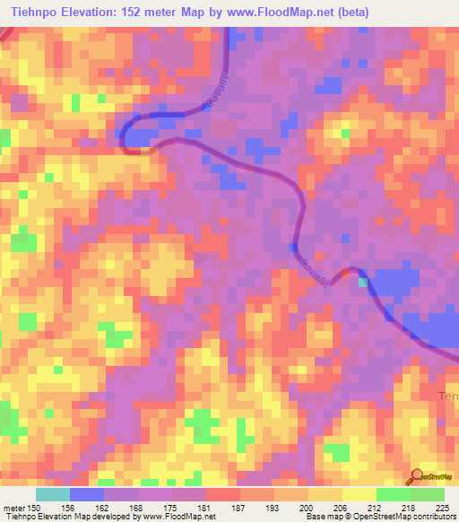 Tiehnpo,Liberia Elevation Map