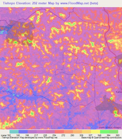 Tiehnpo,Liberia Elevation Map