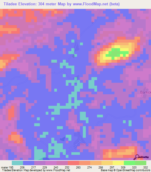 Tiladee,Liberia Elevation Map