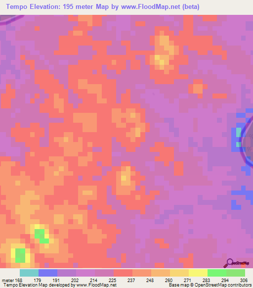 Tempo,Liberia Elevation Map