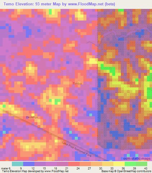 Temo,Liberia Elevation Map