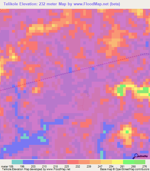Telikole,Liberia Elevation Map