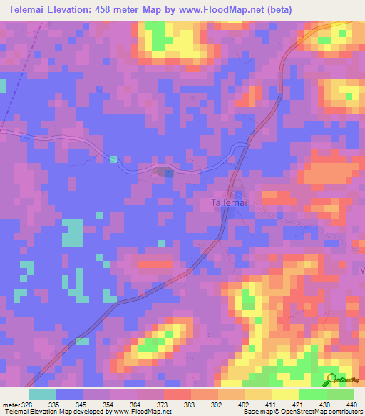 Telemai,Liberia Elevation Map