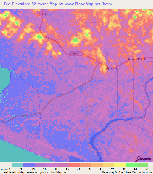 Tee,Liberia Elevation Map