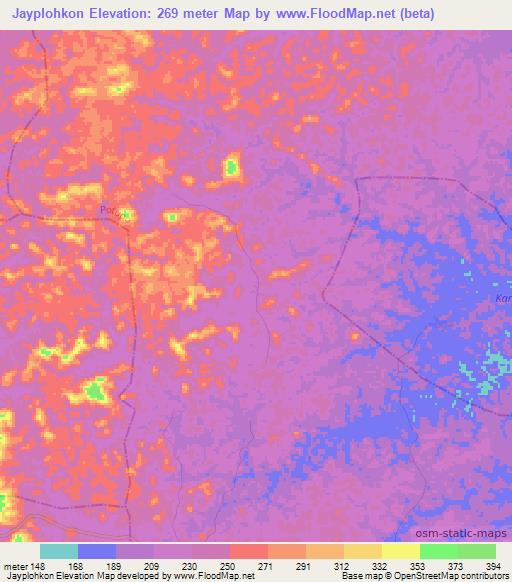 Jayplohkon,Liberia Elevation Map