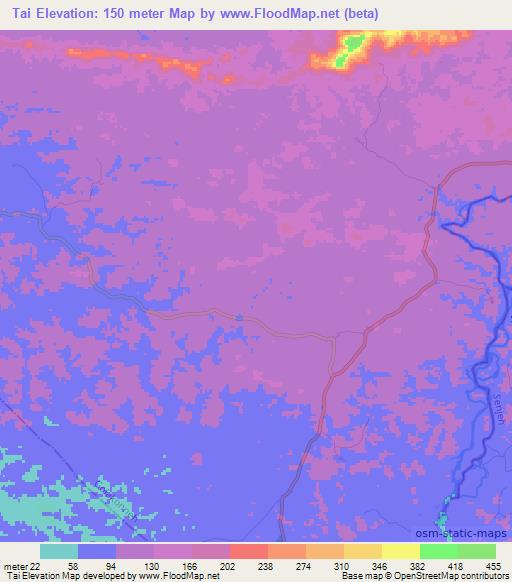 Tai,Liberia Elevation Map