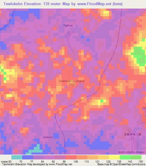 Tawlokehn,Liberia Elevation Map