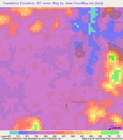Tawalahun,Liberia Elevation Map