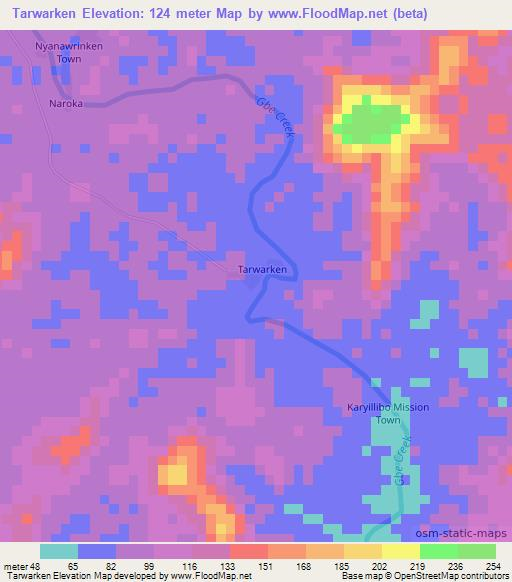 Tarwarken,Liberia Elevation Map