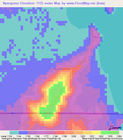 Nyangoma,Uganda Elevation Map