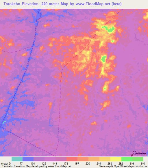 Tarokehn,Liberia Elevation Map