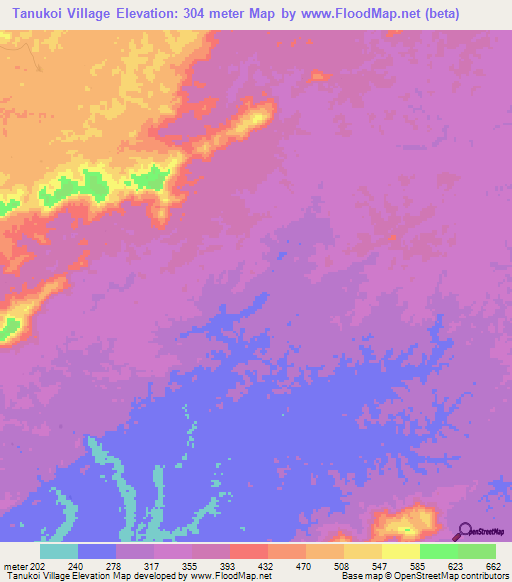 Tanukoi Village,Liberia Elevation Map