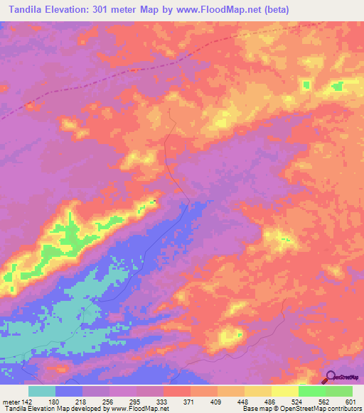 Tandila,Liberia Elevation Map