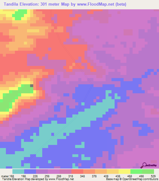 Tandila,Liberia Elevation Map