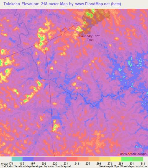 Talokehn,Liberia Elevation Map