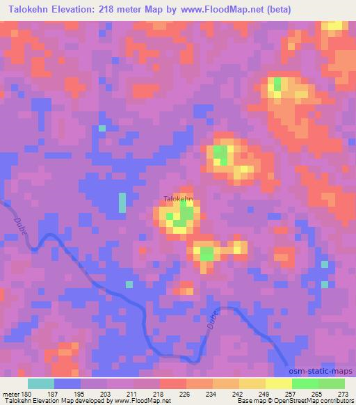 Talokehn,Liberia Elevation Map