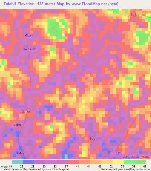 Talabli,Liberia Elevation Map