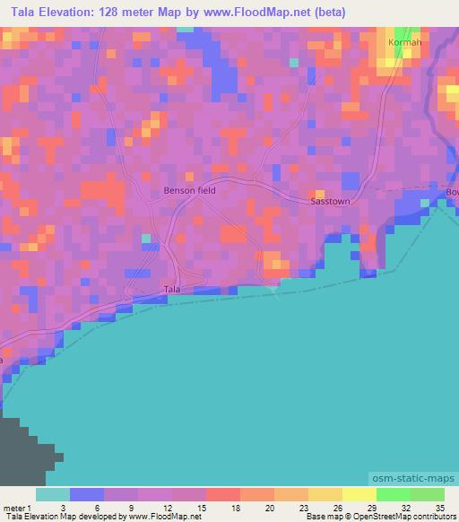 Tala,Liberia Elevation Map