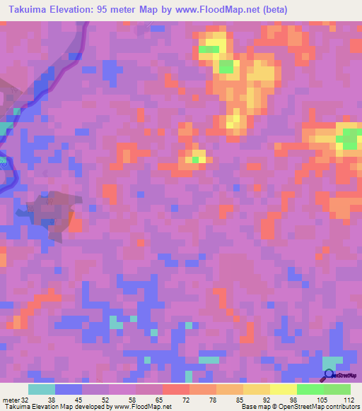 Takuima,Liberia Elevation Map