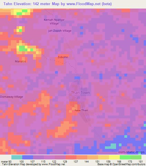 Tahn,Liberia Elevation Map