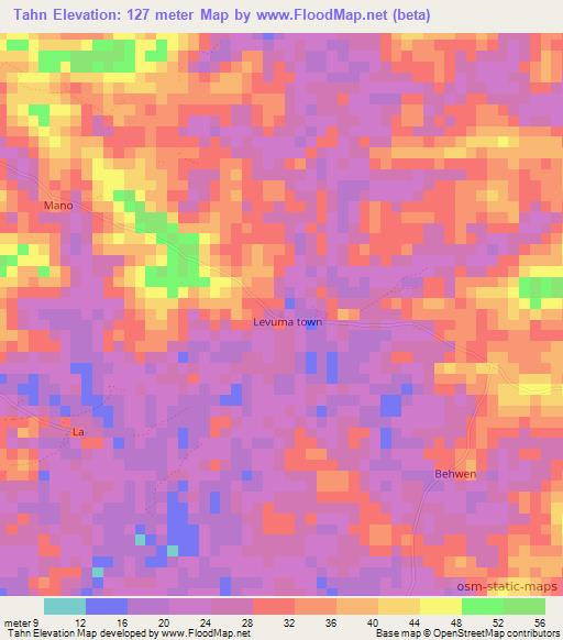Tahn,Liberia Elevation Map