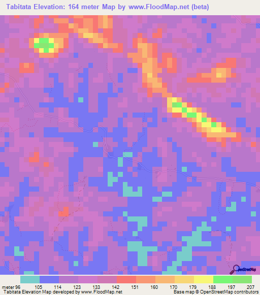 Tabitata,Liberia Elevation Map