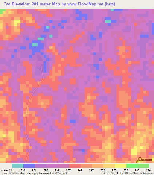 Taa,Liberia Elevation Map