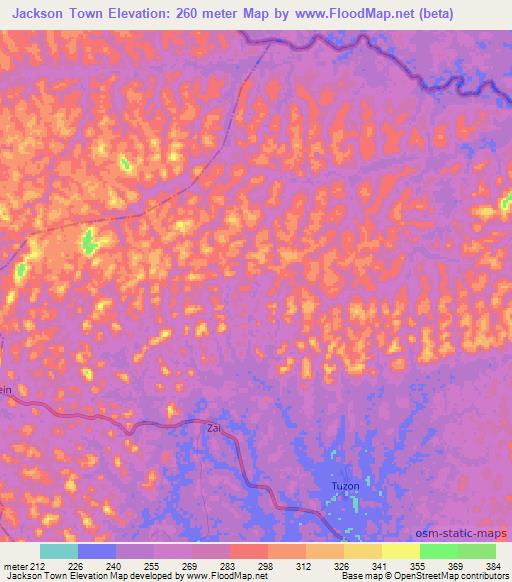 Jackson Town,Liberia Elevation Map