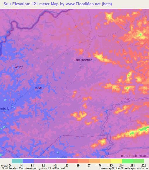 Suu,Liberia Elevation Map