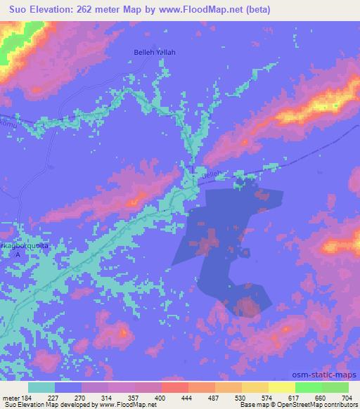 Suo,Liberia Elevation Map