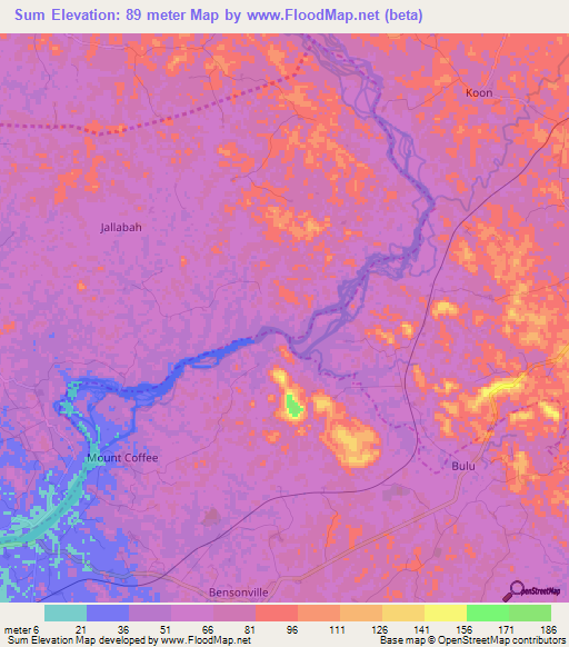 Sum,Liberia Elevation Map