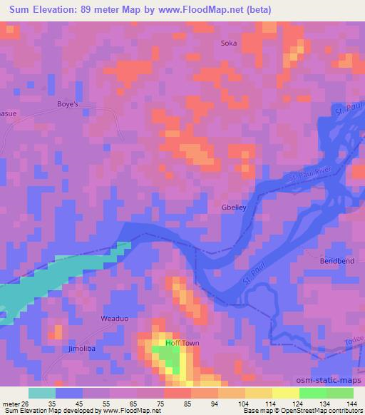 Sum,Liberia Elevation Map