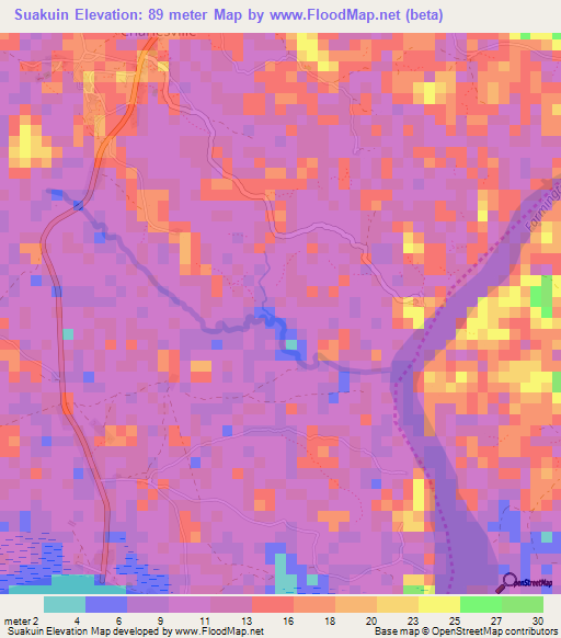 Suakuin,Liberia Elevation Map
