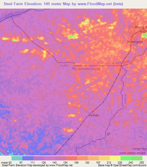 Steel Farm,Liberia Elevation Map