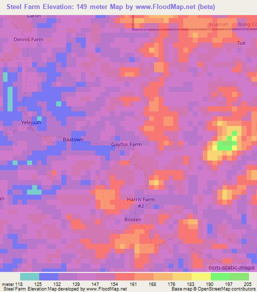Steel Farm,Liberia Elevation Map