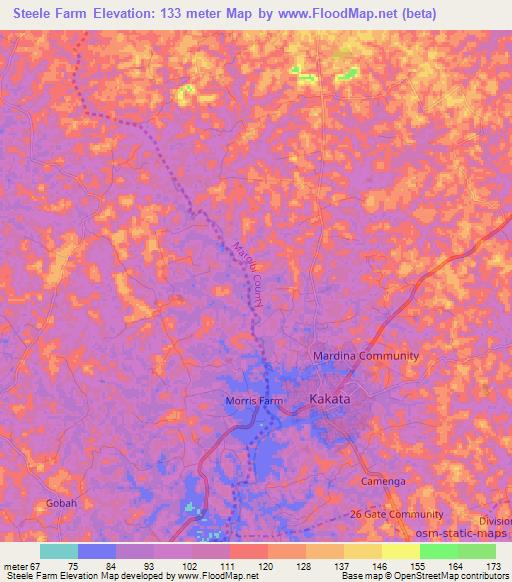Steele Farm,Liberia Elevation Map