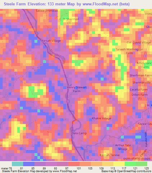 Steele Farm,Liberia Elevation Map