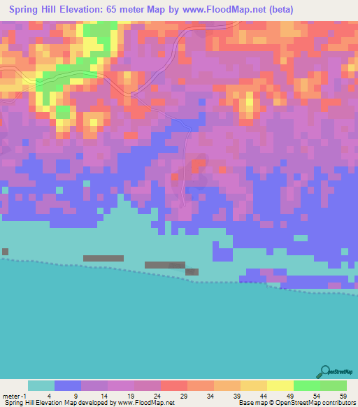 Spring Hill,Liberia Elevation Map