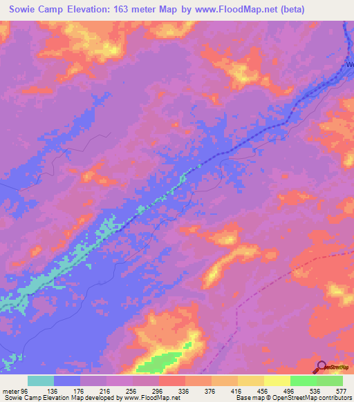 Sowie Camp,Liberia Elevation Map