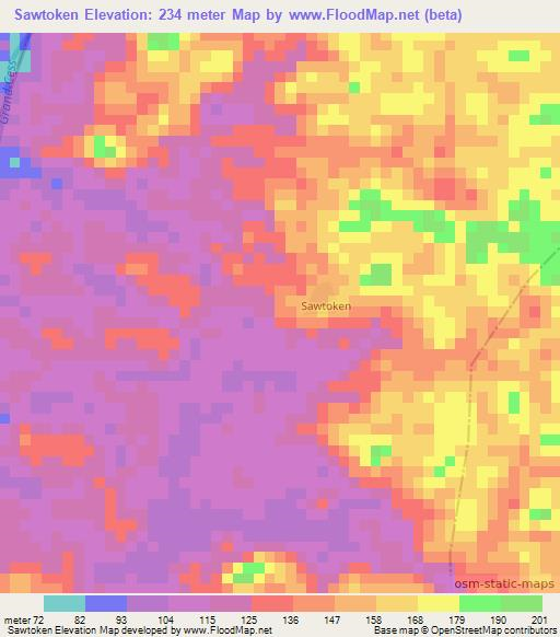 Sawtoken,Liberia Elevation Map