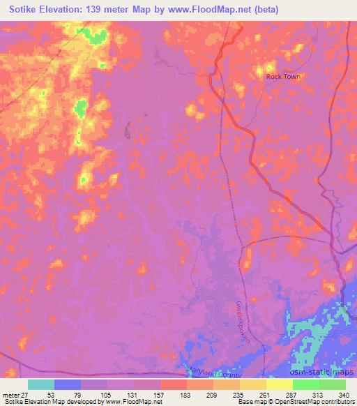 Sotike,Liberia Elevation Map