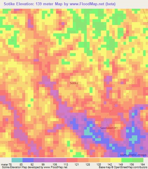 Sotike,Liberia Elevation Map