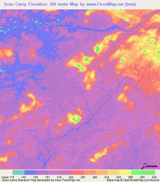 Soso Camp,Liberia Elevation Map