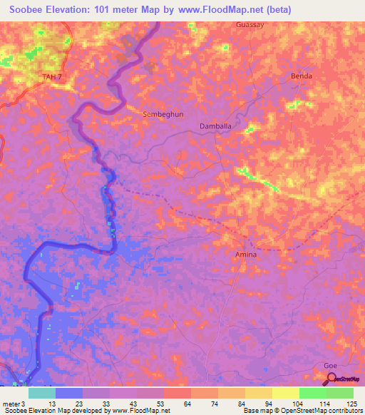 Soobee,Liberia Elevation Map