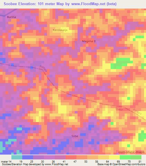 Soobee,Liberia Elevation Map