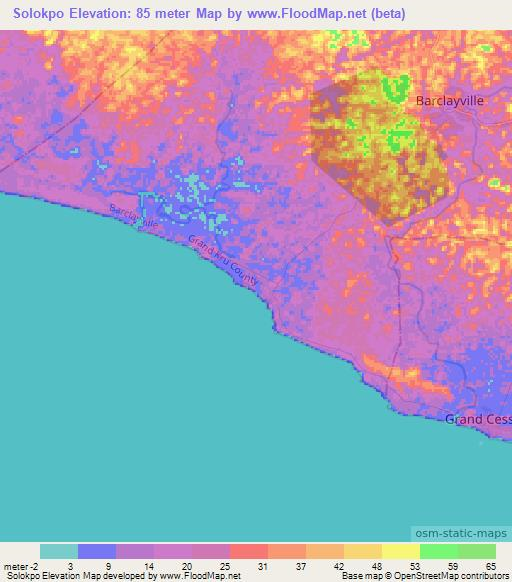 Solokpo,Liberia Elevation Map