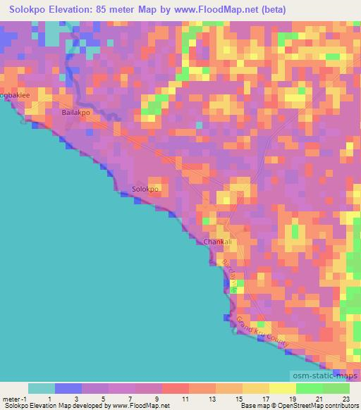 Solokpo,Liberia Elevation Map